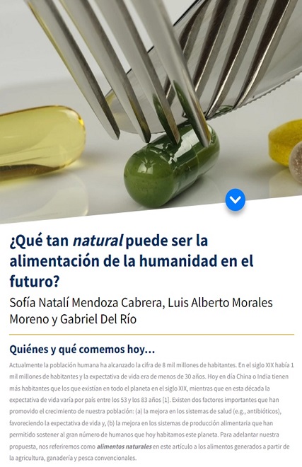 ¿Qué tan natural puede ser la alimentación de la humanidad en el futuro? (Por: Sofía N Mendoza-Cabrera, Luis A Morales-Moreno y Gabriel Del Río)