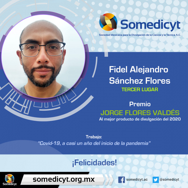 El Dr. Alejandro Sánchez obtiene el tercer lugar del Premio Jorge Flores Valdés al mejor producto de divulgación 2020